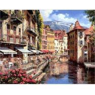 Canvas Hobby Kasnaklı 50 x 65 cm Venedikte Küçük Kasaba Sayılarla Boyama Seti