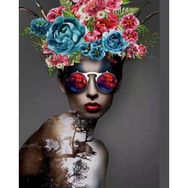 Canvas Hobby Kasnaklı 60 x 75 cm Kadının Çiçek Duruşu 9 Sayılarla Boyama Seti