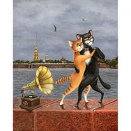 Canvas Hobby Kedilerin Dansı Kasnaklı 100 x 140 cm Sayılarla Boyama Seti