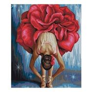 Canvas Hobby Kırmızı Çiçekli Balerin Kasnaklı 60x75 cm Sayılarla Boyama Seti