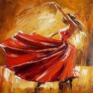 Canvas Hobby Kırmızı Elbiseli Kadın ve Büyüleyici Dansı Kasnaklı 60x75 cm Sayılarla Boyama Seti