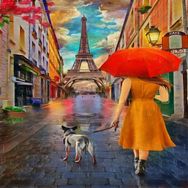 Canvas Hobby Köpeğini Gezdiren Kadın 100x140 cm Rulo Sayılarla Boyama Seti