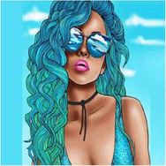 Canvas Hobby Mavi Kadın Kasnaklı 70x90 cm Sayılarla Boyama Seti