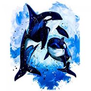 Canvas Hobby Mavi Sular ve Orca 100x140 cm Rulo Sayılarla Boyama Seti