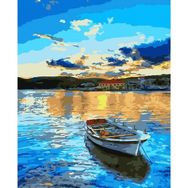Canvas Hobby Mavi Sular ve Tekne 100x140 cm Rulo Sayılarla Boyama Seti