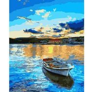 Canvas Hobby Mavi Sular ve Tekne Kasnaklı 100 x 140 cm Sayılarla Boyama Seti