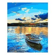 Canvas Hobby Mavi Sular ve Tekne Kasnaklı 70x90 cm Sayılarla Boyama Seti