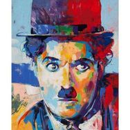Canvas Hobby Renkli Charlie Chaplin Kasnaklı 100 x 140 cm Sayılarla Boyama Seti