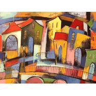 Canvas Hobby Renkli Evler 2 100 x 140 cm Rulo Sayılarla Boyama Seti