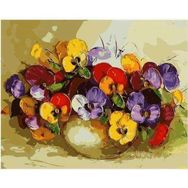 Canvas Hobby Renkli Menekşeler 100 x 140 cm Rulo Sayılarla Boyama Seti