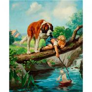 Canvas Hobby Rulo 100 x 140 cm Köpek ve Çocuğun Dostluğu Sayılarla Boyama Seti