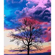 Canvas Hobby Rulo 100 x 140 cm Mor Bulutlar Sayılarla Boyama Seti