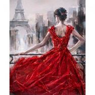 Canvas Hobby Rulo 100 x 140 cm Pariste Kırmızı Kadın Boyama Seti