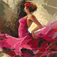 Canvas Hobby Rulo 100 x 140 cm Pembe Elbiseli Dansçı Sayılarla Boyama Seti
