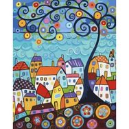 Canvas Hobby Rulo 40 x 50 cm Sarmal Evler Sayılarla Boyama Seti