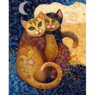 Canvas Hobby Rulo 70 x 90 cm Gece ve Gündüz Kedilerin Aşkı Sayılarla Boyama Seti