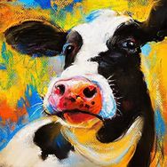 Canvas Hobby Sevimli İnek 70 x 90 cm Rulo Sayılarla Boyama Seti