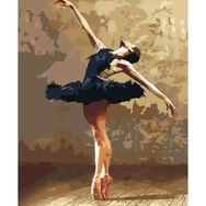 Canvas Hobby Siyah Elbiseli Balerin 90 x 110 cm Rulo Sayılarla Boyama Seti