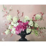 Canvas Hobby Siyah Vazodaki Çiçekler 70 x 90 cm Rulo Sayılarla Boyama Seti