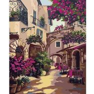 Canvas Hobby Sokak Arasındaki Restoran 100 x 140 cm Rulo Sayılarla Boyama Seti