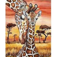 Canvas Hobby Zürafa ve Yavrusu Kasnaklı 100x140 cm Sayılarla Boyama Seti