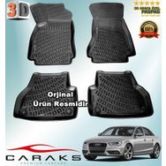 Caraks Audi A4 Sedan B8 2008-2015 Arası Siyah 4 Parça 3D Havuzlu Paspas