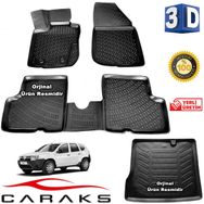 Caraks Dacia Duster 4x2 2010-2018 Arası 3D Bagaj Havuzu ve Havuzlu Paspas
