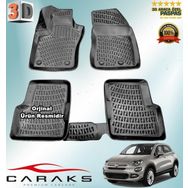 Caraks Fiat 500X 2015-2020 Arası Siyah 4 Parça 3D Havuzlu Paspas