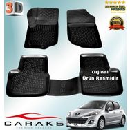 Caraks Peugeot 207 HB 2006-2012 Arası Siyah 4 Parça 3D Havuzlu Paspas