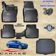Caraks Skoda Scala 2020 Sonrası Siyah 3D Bagaj Havuzu + Havuzlu Paspas