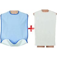 Caress Cepli Çıtçıtlı Yıkanabilir 2'li Mavi Beyaz Yetişkin Hasta Yemek Önlüğü