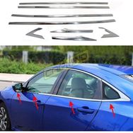 Carmind Honda Civic FC5 2016 Sonrası 8 Parça Krom Cam Çerçevesi Set