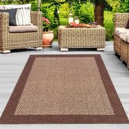 Carpettex Dokuma Taban Bordür Desenli Kahve Bej 75x150 cm Jüt Hasır Halı