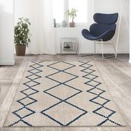 Carpettex İskandinav Tarzı Sonsuz Karo Desenli Krem Kaymaz Taban Makinada Yıkanabilir 80x120 cm Halı