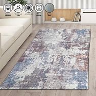 Carpettex Kaymaz Taban Makinada Yıkanabilir 80x50 cm Modern Çizgi Tarama Desenli Karışık Renkli Halı