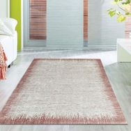 Carpettex Kaymaz Yıkanabilir 60x100 cm Modern Abstrak Yağmur Bordür Desenli Rose Beyaz Halı