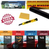 Carub 50 cm x 6 m Siyah-Black %20 Çizilmez Oto Cam Filmi