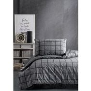 Casa Carina Kare Siyah Ranforce Lastikli Çarşaflı Tek Kişilik Nevresim Takımı - 160 x 220 cm