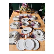 Casa De Bella Gümüş Şeritli 6 Kişilik 29 Parça Bone China Yemek Takımı