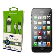 Case Man Apple iPhone 5 Data Kablosu + Araç Şarj Cihazı Adaptörü