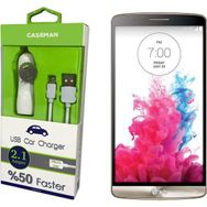 Case Man LG G3 Data Kablosu+Araç Şarj Cihazı Adaptör