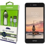 Case Man Vestel Venüs V3 5020 Araç Şarj Cihazı Adaptör+Hızlı Şarj Özellikli Data Kablosu