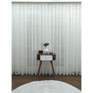 Caserta Home Pilesiz Sarmaşık Şal Desenli Beyaz 200x150 cm Tül Perde