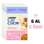 Cat Chow Pouch Sos İçinde Kuzu Etli ve Kabaklı 6x85 gr Yavru Kedi Konservesi