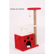 Cat Hause S02 Kırmızı 97 cm Yuvalı Kedi Tırmalama