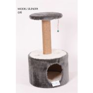 Cat Hause Y02 Gri 72 cm Silindir Yuvalı Kedi Tırmalama