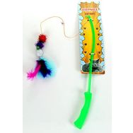 CatMozz 50 cm Özel Tüylü Zilli Funny Plastik Saplı Kedi Oyuncağı Oltası