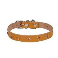 Cattie Gerçek Deriden Taşlı Camel Medium 1x20-23 cm Kedi Boyun Tasması