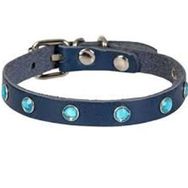 Cattie Gerçek Deriden Taşlı Royal Mavi Medium 1x20-23 cm Kedi Boyun Tasması