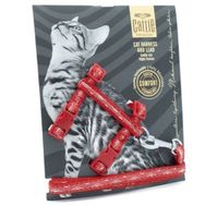 Cattie Kırmızı 1x25-40 cm Desenli Kedi Göğüs Gezdirme Tasması